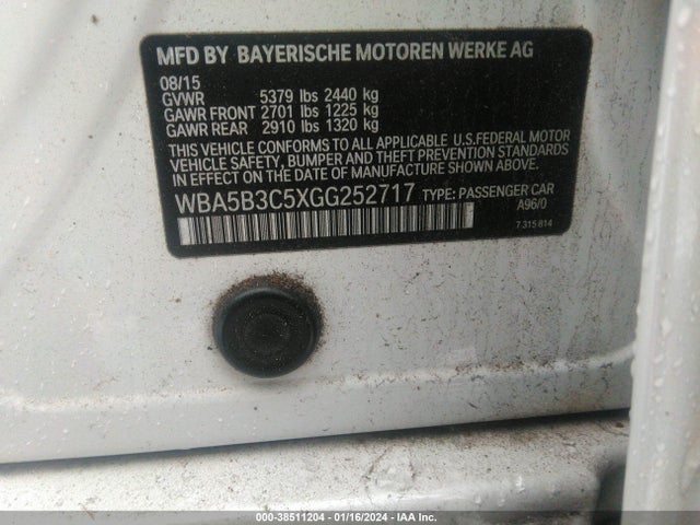 BMW 535i Xdrive 2016 WBA5B3C5XGG252717 Image 9