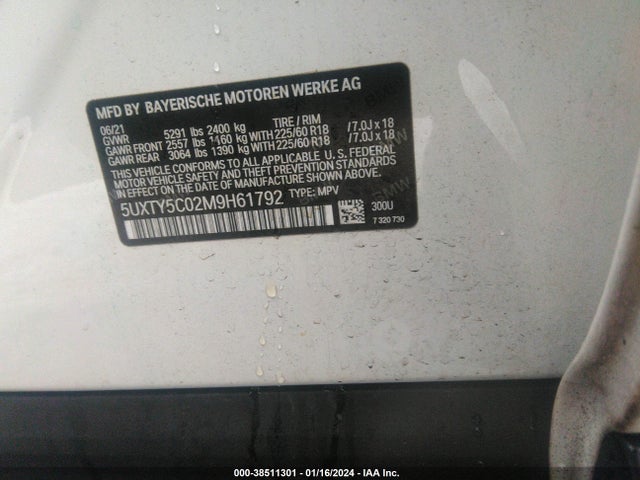 BMW X3 Xdrive30i 2021 5UXTY5C02M9H61792 Image 9