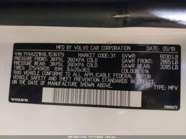 YV4A221K6L1536179 Volvo Xc90 T6 Momentum 6 Passenger