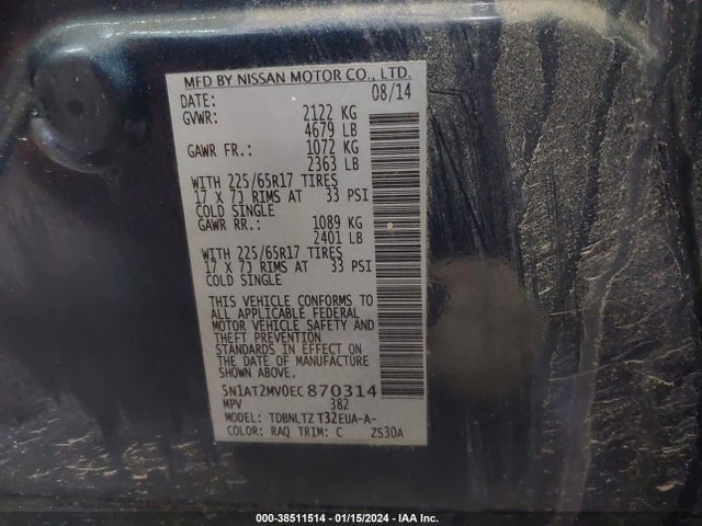 Nissan ROGUE SV 2014 5N1AT2MV0EC870314 Image 9
