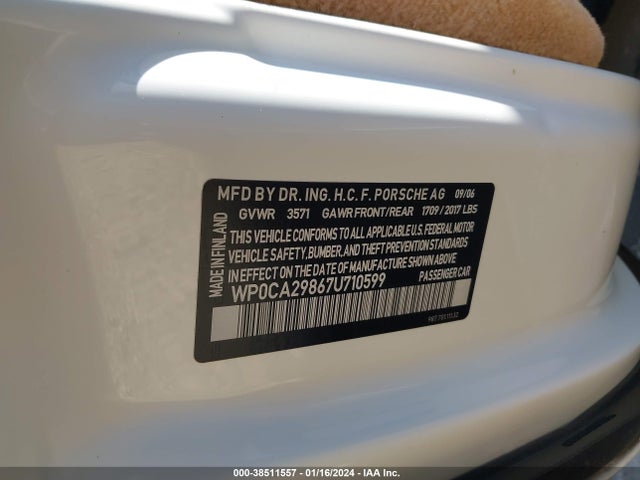 2007 PORSCHE BOXSTER WP0CA29867U710599 Photo 8