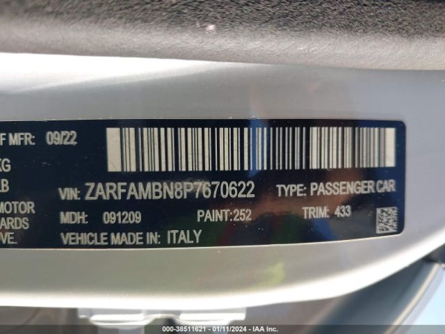 2023 ALFA ROMEO GIULIA ZARFAMBN8P7670622 Photo 8