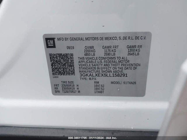2020 GMC TERRAIN AWD DENALI VIN: 3GKALXEX5LL158291