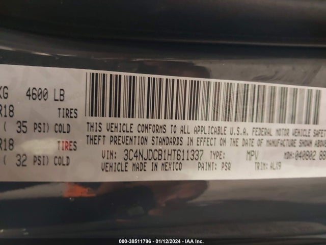 3C4NJDCB1HT611337 Jeep New Compass Limited 4x4