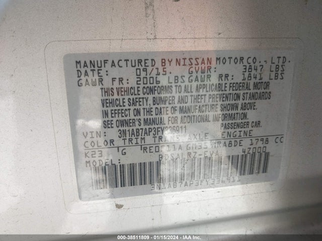 Nissan SENTRA SR 2015 3N1AB7AP3FY336911 Image 9