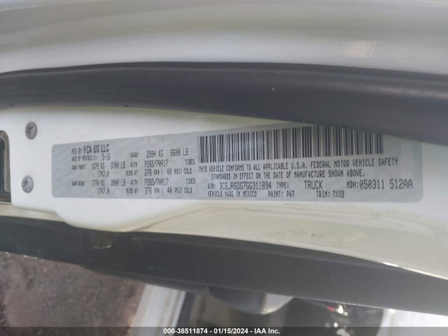 RAM 1500 Tradesman 2016 3C6JR6DG7GG311894 Image 9