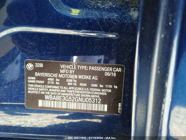 2016 BMW 328I WBA8E3G52GNU05312 Photo 8