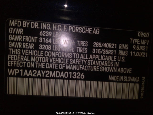 2021 PORSCHE CAYENNE WP1AA2AY2MDA01326 Photo 8