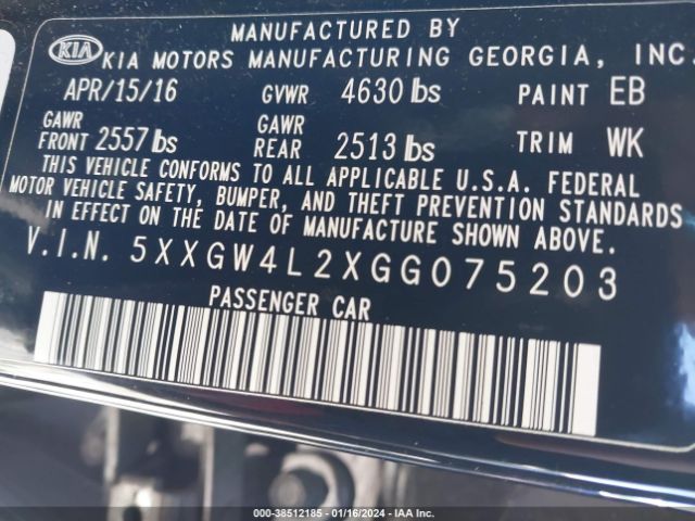 5XXGW4L2XGG075203 KIA Optima Sx Turbo