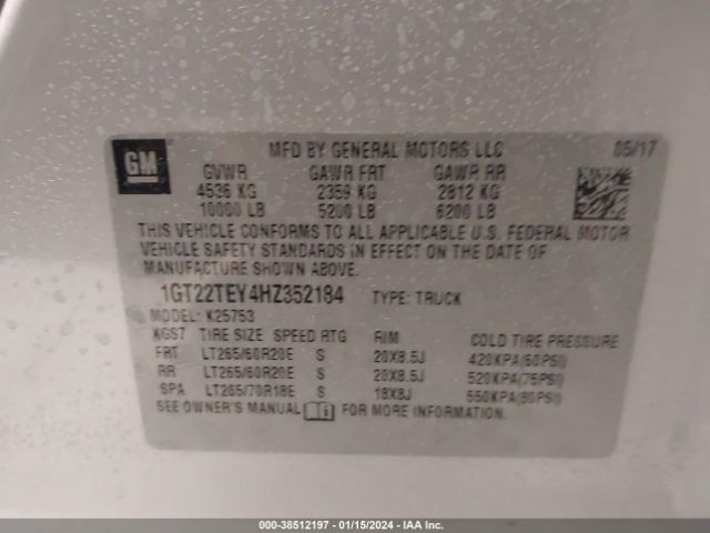 1GT22TEY4HZ352184 GMC Sierra 2500hd Slt