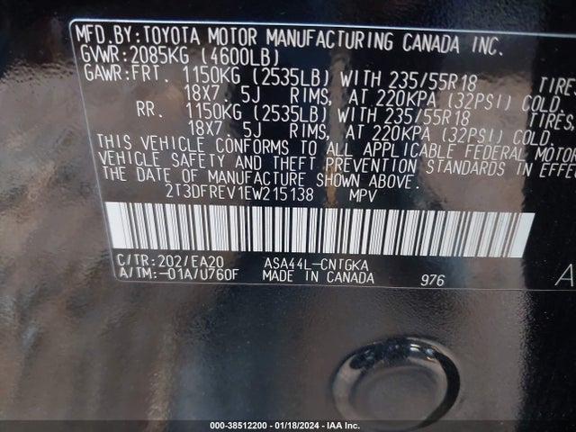 Toyota Rav4 Limited 2014 2T3DFREV1EW215138 Image 9