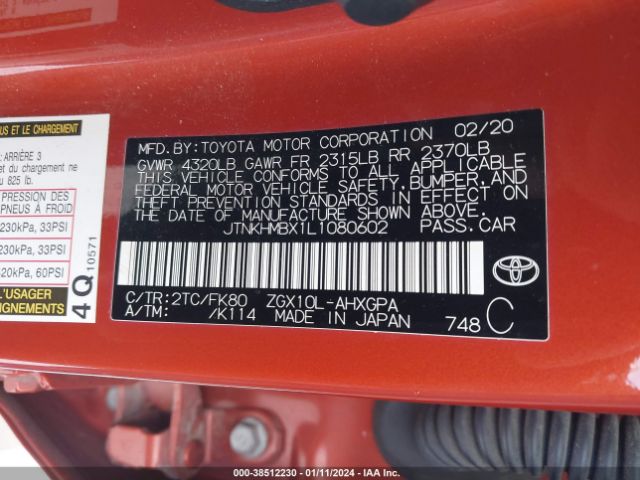 JTNKHMBX1L1080602 Toyota C-HR XLE