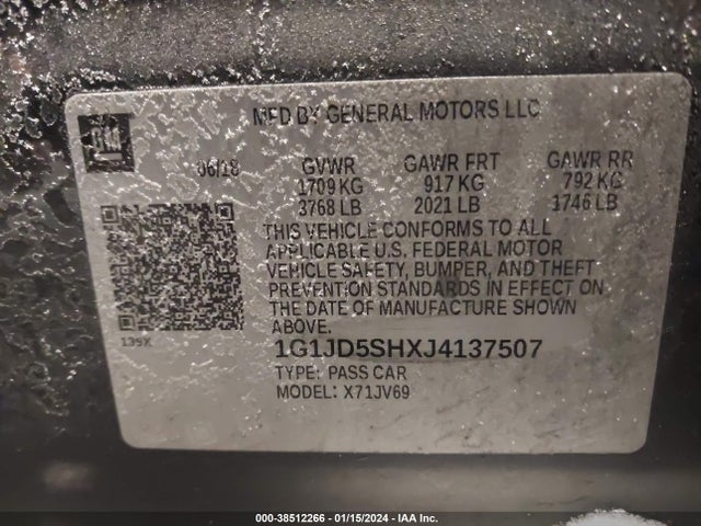 Chevrolet Sonic Lt Auto 2018 1G1JD5SHXJ4137507 Image 9