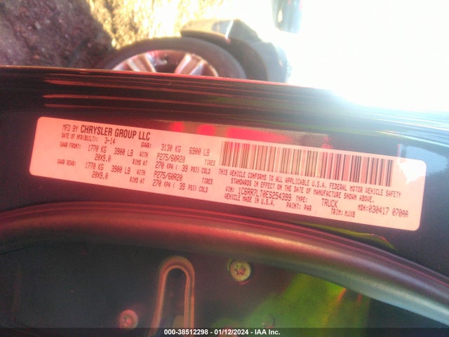 RAM 1500 Big Horn 2014 1C6RR7LT0ES254399 Image 9