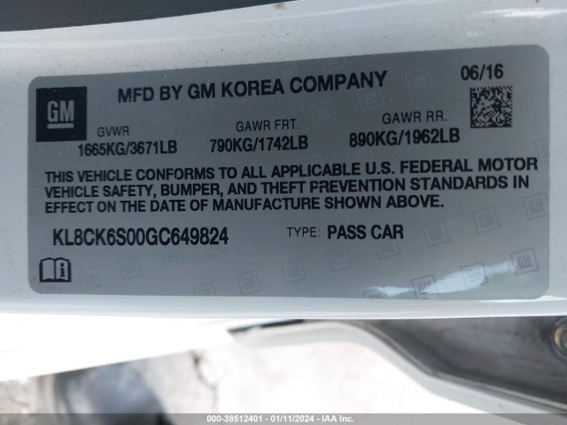 Chevrolet Spark Ev 1lt 2016 KL8CK6S00GC649824 Image 9