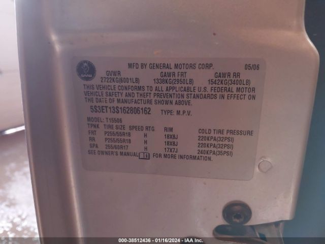 2006 SAAB 9-7X 5S3ET13S162806162 Photo 8