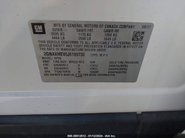 Chevrolet EQUINOX LS 2018 2GNAXHEV5J6199730 Image 9
