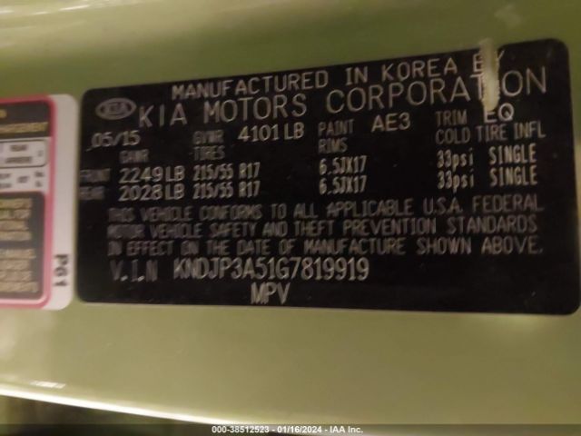 KNDJP3A51G7819919 KIA SOUL +