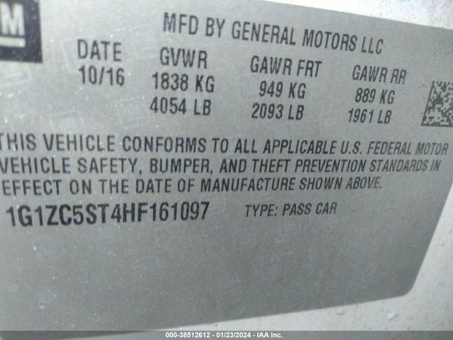 Chevrolet Malibu 1fl 2017 1G1ZC5ST4HF161097 Image 9