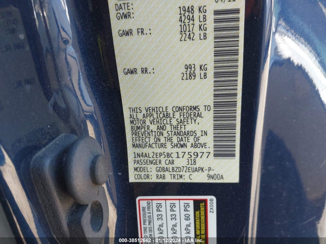 2011 NISSAN ALTIMA 2.5 S VIN: 1N4AL2EP5BC175977