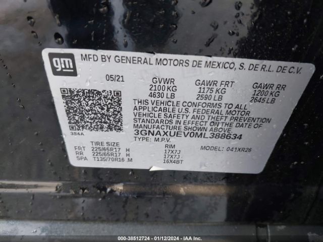3GNAXUEV0ML388634 Chevrolet Equinox Awd Lt
