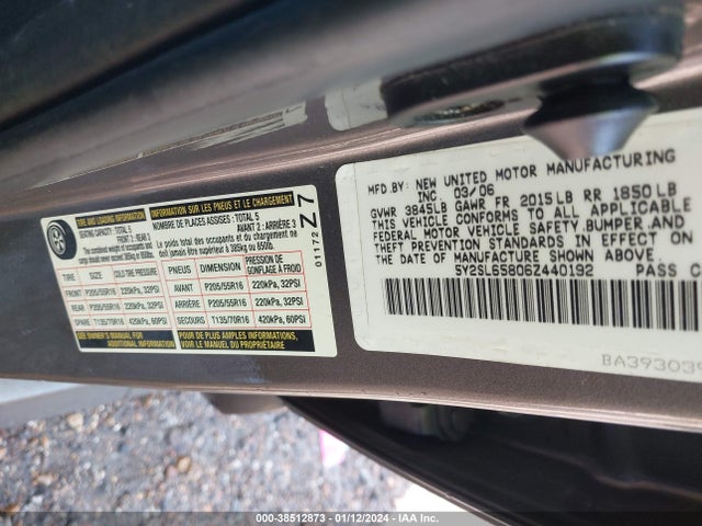 2006 PONTIAC VIBE VIN: 5Y2SL65806Z440192