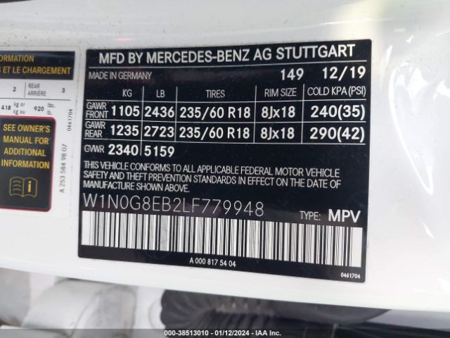 W1N0G8EB2LF779948 Mercedes-Benz Glc 300 4matic