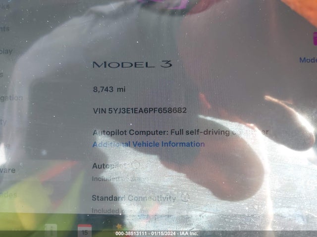 Aukcja sprzedaży 2023 Tesla Model 3 Rear-wheel Drive, vin: 5YJ3E1EA6PF658682, numer aukcji: 38513111