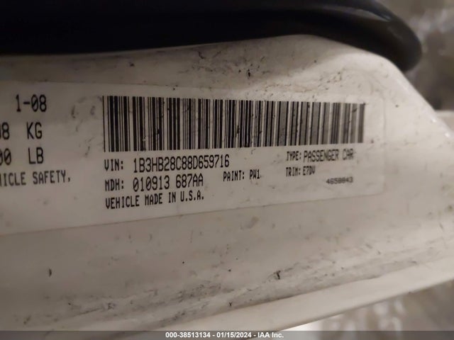 2008 DODGE CALIBER SE VIN: 1B3HB28C88D659716