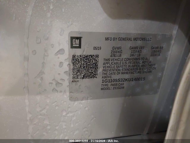 Chevrolet Impala Premier 2019 1G1105S32KU140015 Image 9
