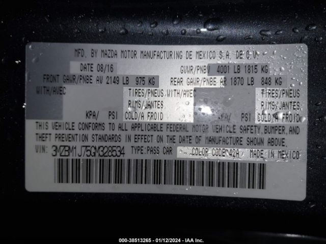 3MZBM1J75GM328534 Mazda Mazda3 I Sport
