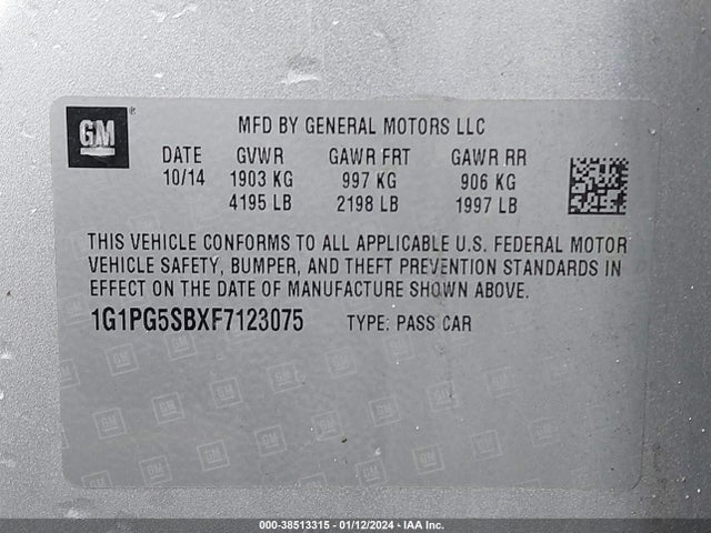Chevrolet CRUZE LTZ 2015 1G1PG5SBXF7123075 Image 9