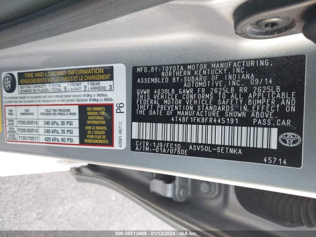 Toyota CAMRY LE 2015 4T4BF1FK8FR445191 Image 9