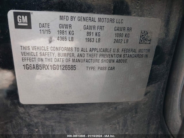1G6AB5RX1G0126585 Cadillac Ats Luxury Collection