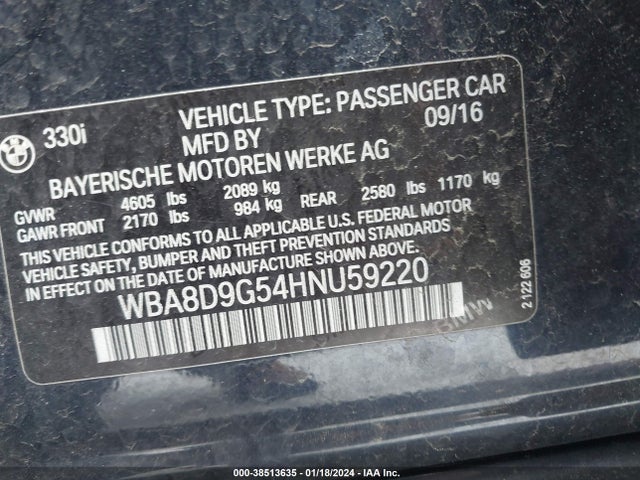 BMW 330i Xdrive 2017 WBA8D9G54HNU59220 Image 9