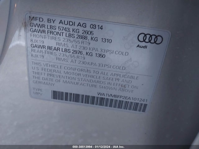 WA1VMBFP2EA101241 Audi Q5 3.0 Tdi Premium Plus