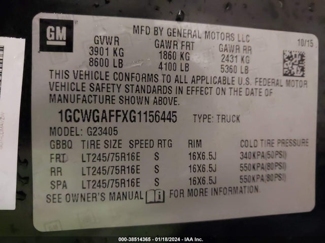 Chevrolet Express 2500 Work Van 2016 1GCWGAFFXG1156445 Image 9