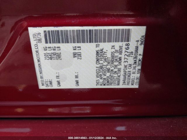 1N4AA6AP1HC372768 Nissan Maxima 3.5 Sr