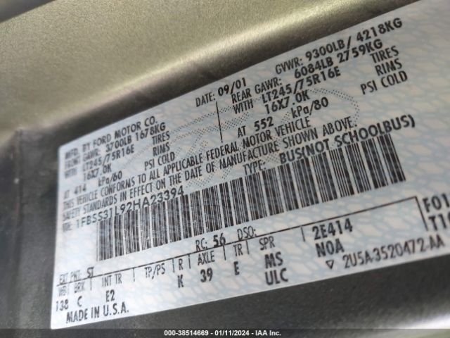 2002 FORD ECONOLINE WAGON 1FBSS31L92HA23394 Photo 8