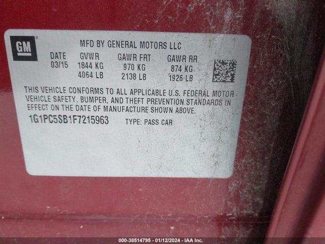 Chevrolet Cruze 1lt Auto 2015 1G1PC5SB1F7215963 Image 9