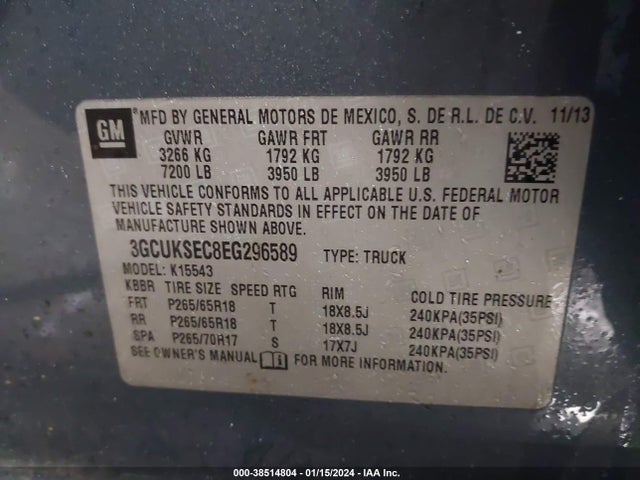 Chevrolet Silverado 1500 2lz 2014 3GCUKSEC8EG296589 Image 9