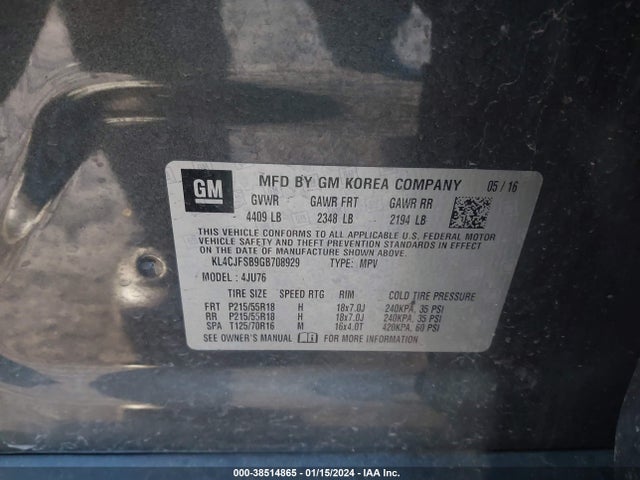 Buick Encore Convenience 2016 KL4CJFSB9GB708929 Image 9