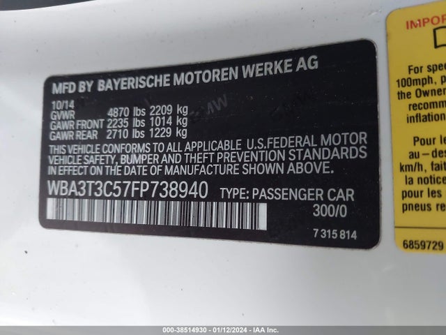 BMW 435i 2015 WBA3T3C57FP738940 Image 9