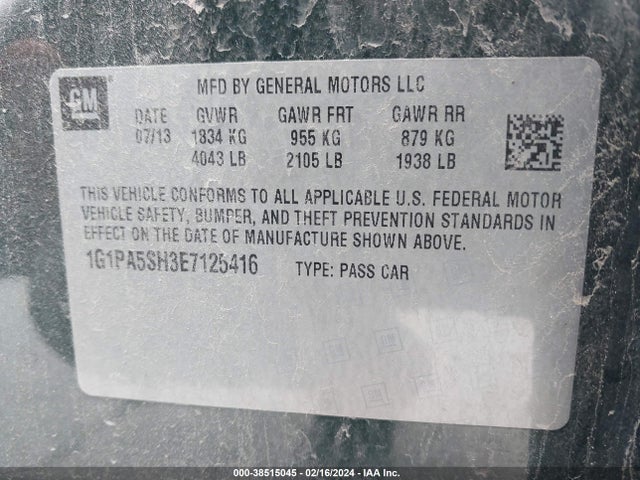 1G1PA5SH3E7125416 Chevrolet Cruze Ls Auto