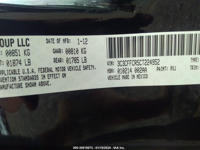 2012 FIAT 500 3C3CFFCR5CT224952 Photo 8