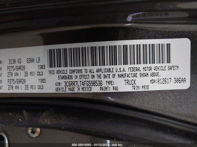 RAM 1500 Big Horn 2015 3C6RR7LT4FG598536 Image 9