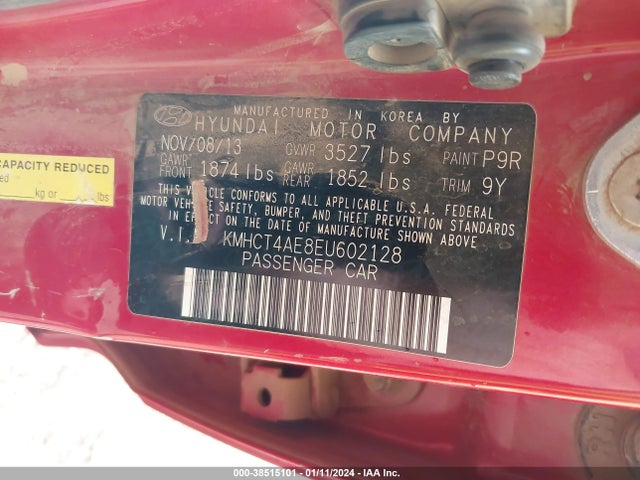 2014 HYUNDAI ACCENT GLS VIN: KMHCT4AE8EU602128