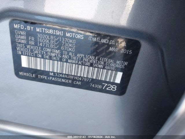 ML32A4HJ8FH047977 Mitsubishi MIRAGE ES