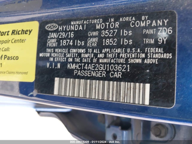 Hyundai ACCENT SE 2016 KMHCT4AE2GU103621 Image 9