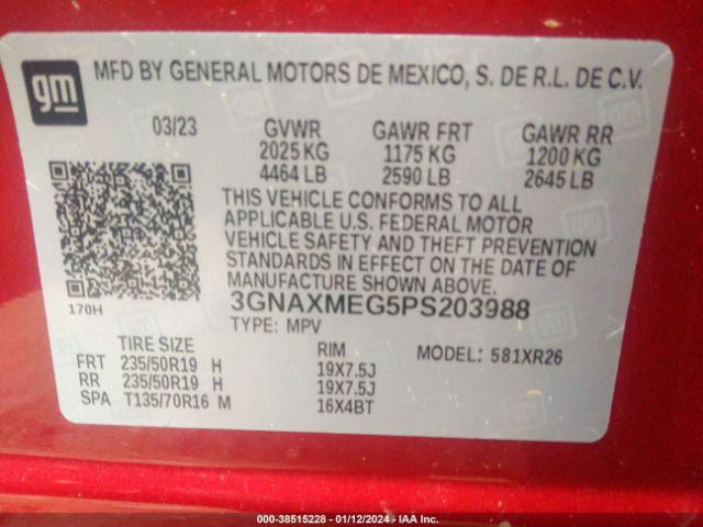 3GNAXMEG5PS203988 Chevrolet Equinox Fwd Rs